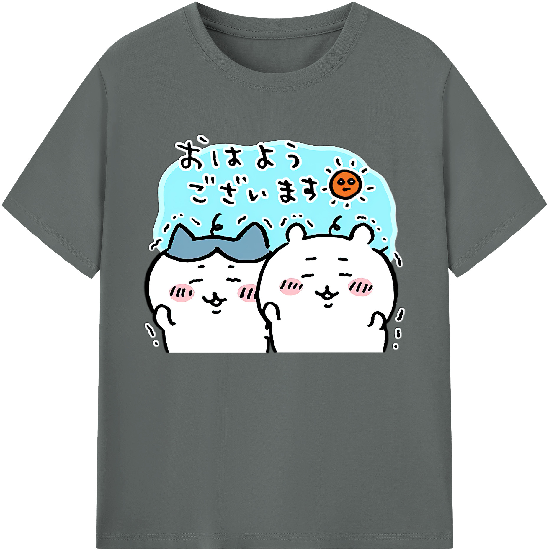 （画像用） ちいかわ ハチワレ Chii-kawa hachiware 綿100％ メンズ半袖Tシャツ｜肌触りやわらか＆通気性